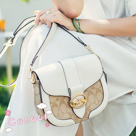 NWT Coach C2806 Georgie Saddle Bag In Signature Canvas Brand New - Picture 4 of 9